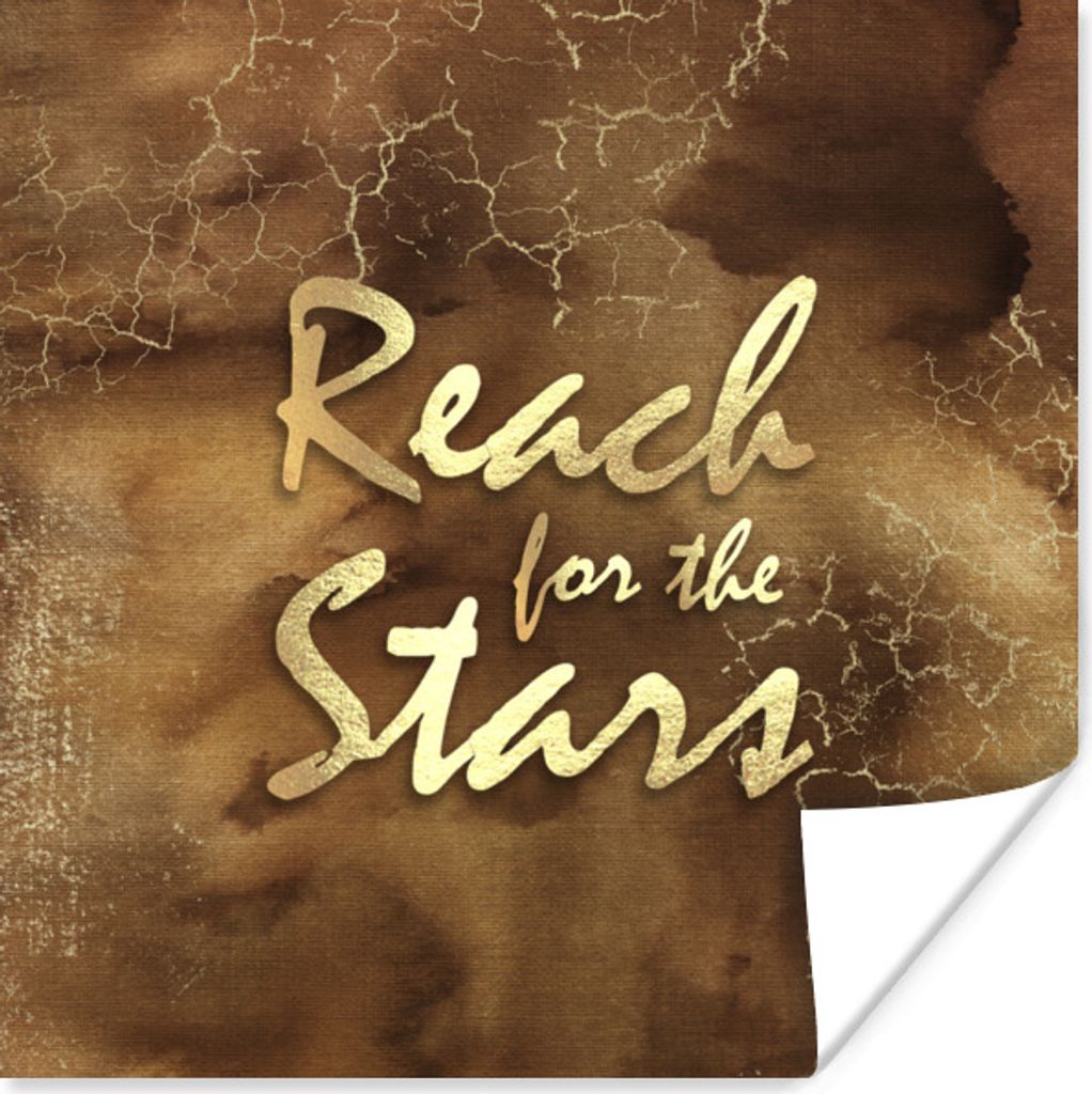 MuchoWow Poster Zitat - Sterne - Braun - Gold 30x30 cm - Wandposter - Printing