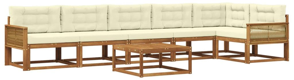 vidaXL Outdoor-Sofagarnitur mit Kissen 7 pcs Natur und Creme