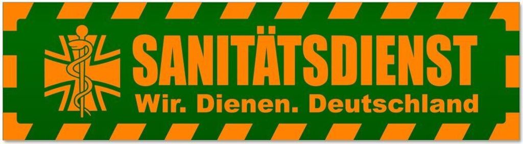 Kiwistar - Autoaufkleber - Orange - Grün - 20 x 5,3 cm - Sanitätsdienst gestreift - Hinweis Aufkleber Sticker für Auto, Kfz, Fahrrad, PKW, LKW