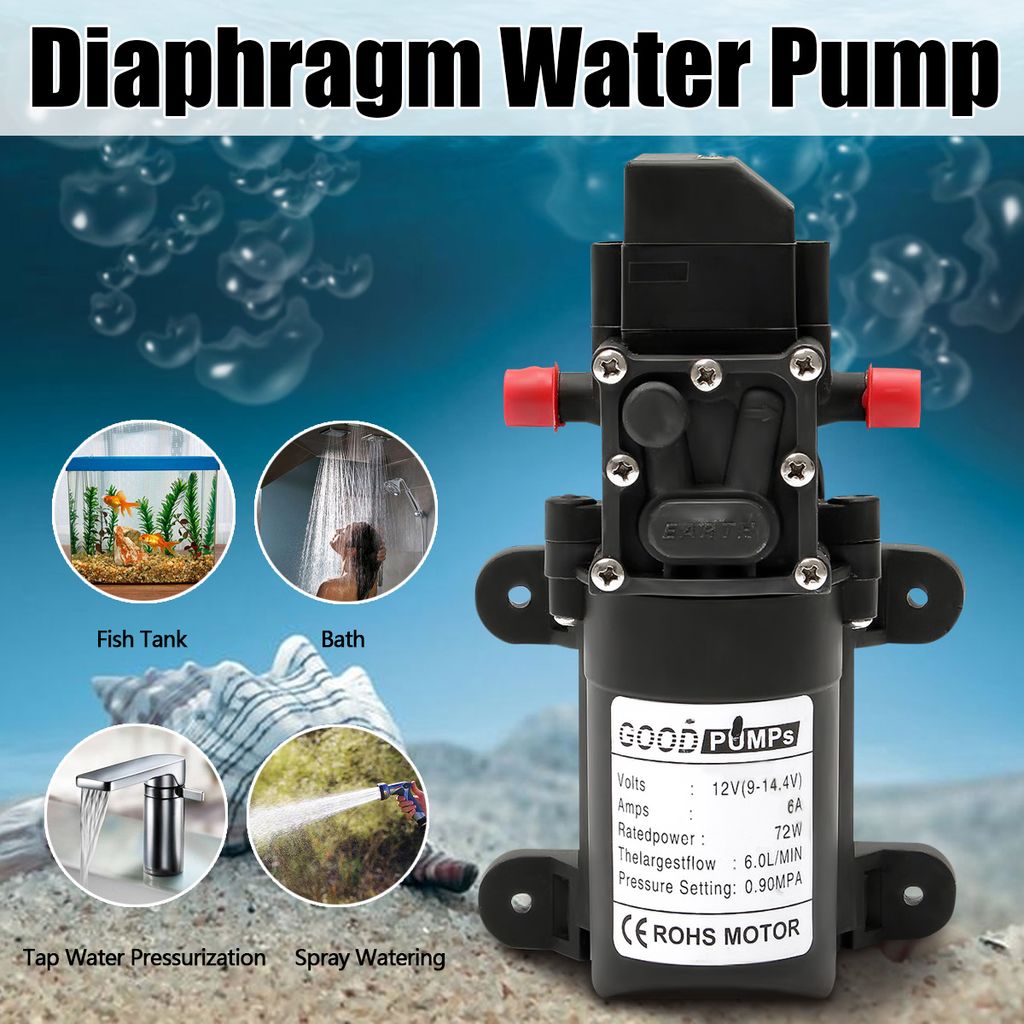 Produktbild von DC 12V Selbstansaugende Hochdruck-Membranpumpe – 0,9 MPa, 6 L/min, 70 W, Mit Druckschalter, Für Wasser & Öl Bis 100°C