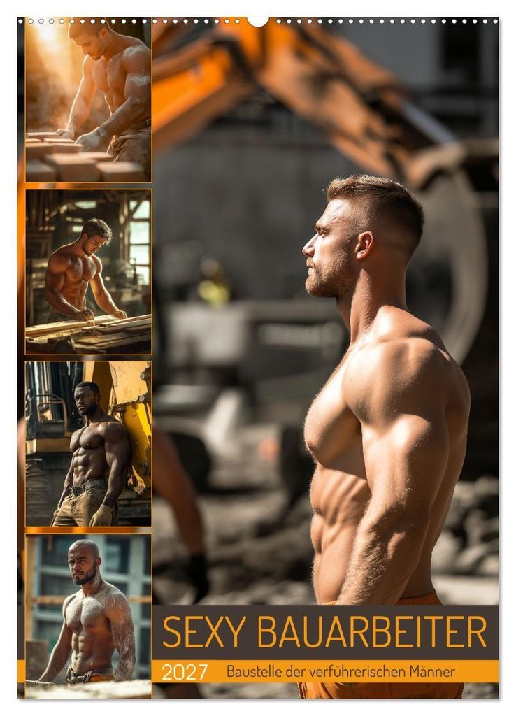 SEXY BAUARBEITER - Baustelle der verführerischen Männer (Wandkalender 2027 DIN A2 hoch), CALVENDO Monatskalender
