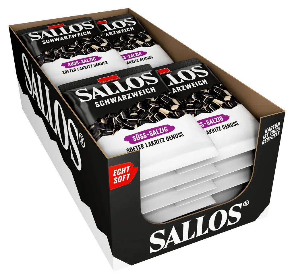 Bonbons Réglisse Moelleuse Sallos Noir Sucré-Salé en Lot de 20 Unités
