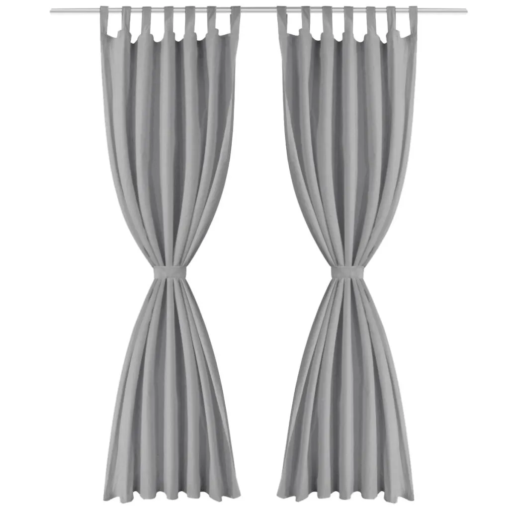 Rideaux gris soyeux 140x225 cm avec passants en micro-satin résistant