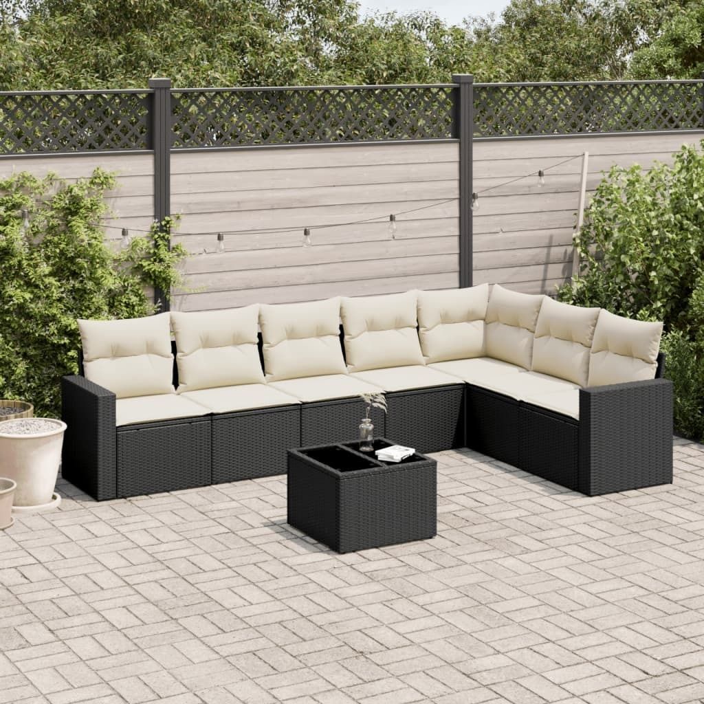 Maison Exclusive - 8-tlg. Garten-Sofagarnitur mit Kissen Schwarz Poly Rattan