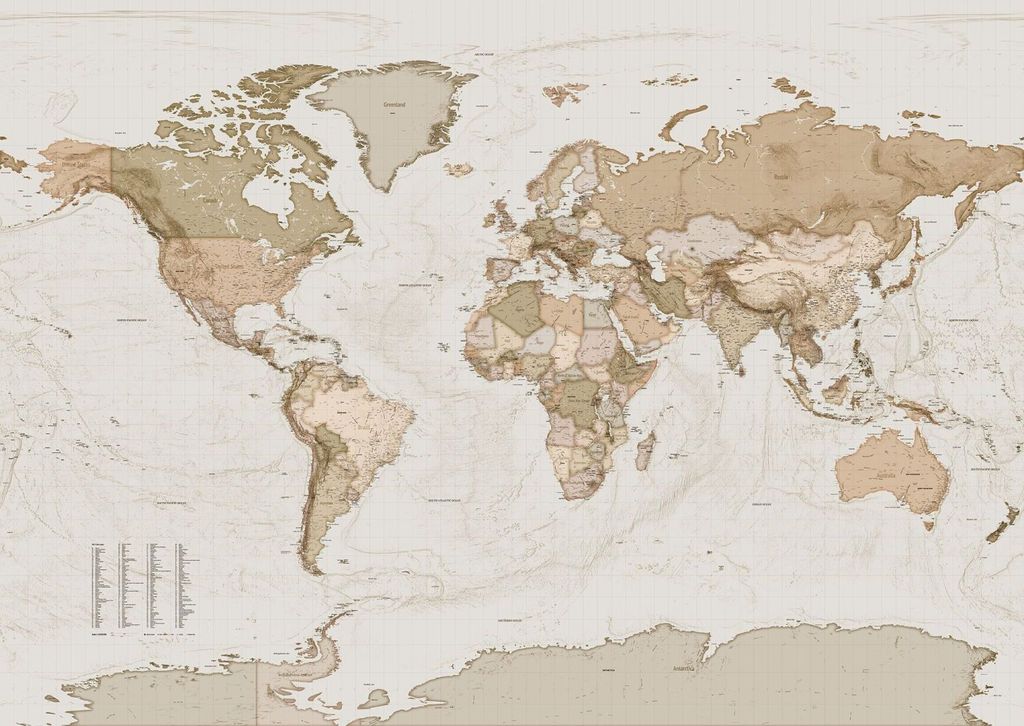 Komar Fototapete Earth Map Beige - 611638 - 350 x 250 cm
