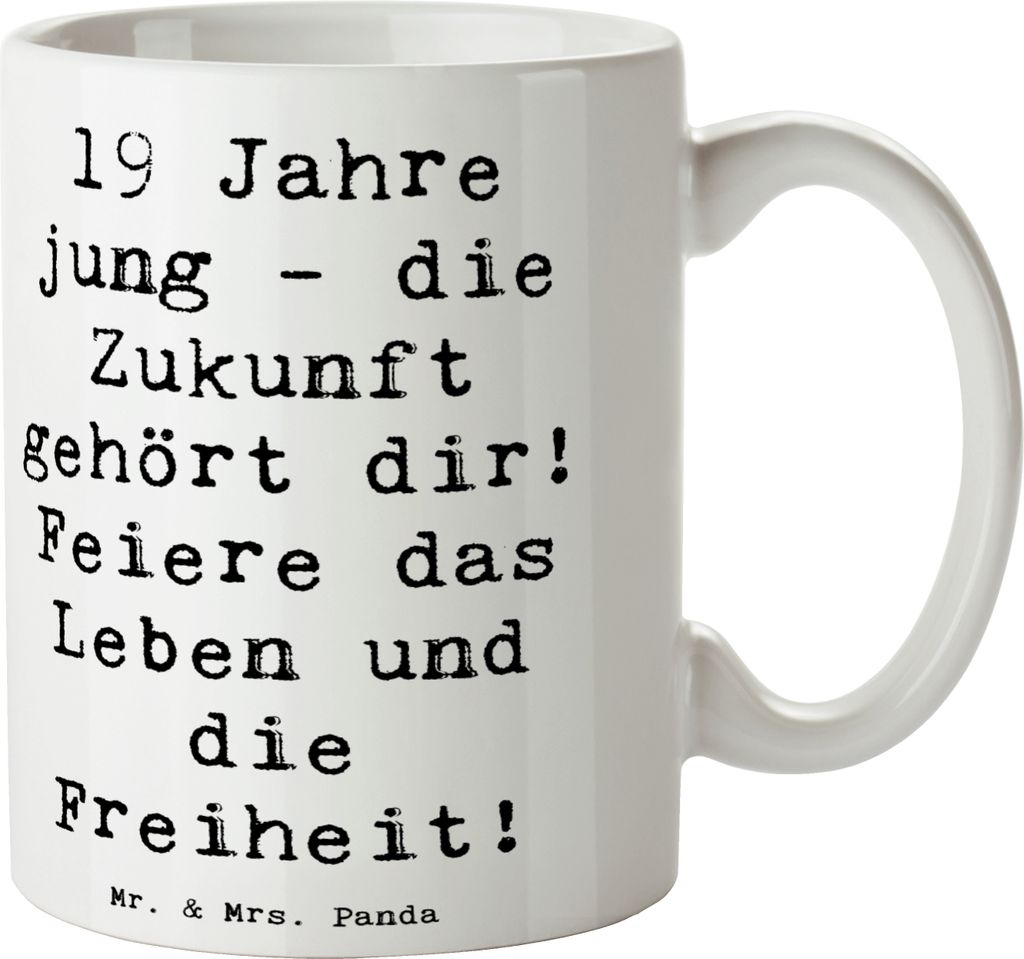Mr. & Mrs. Panda Becher Spruch 19. Geburtstag - Weiß - Produktbild 