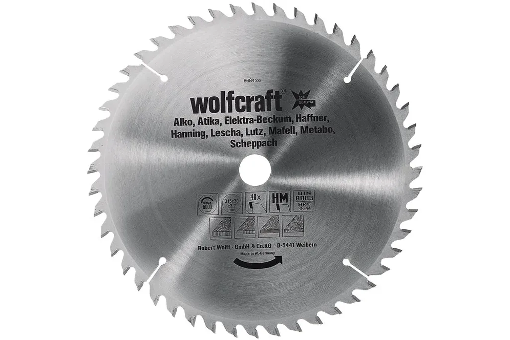 Wolfcraft Lama per seghe circolari per tagli fini e puliti, Ø 250x30 Z42 6680000