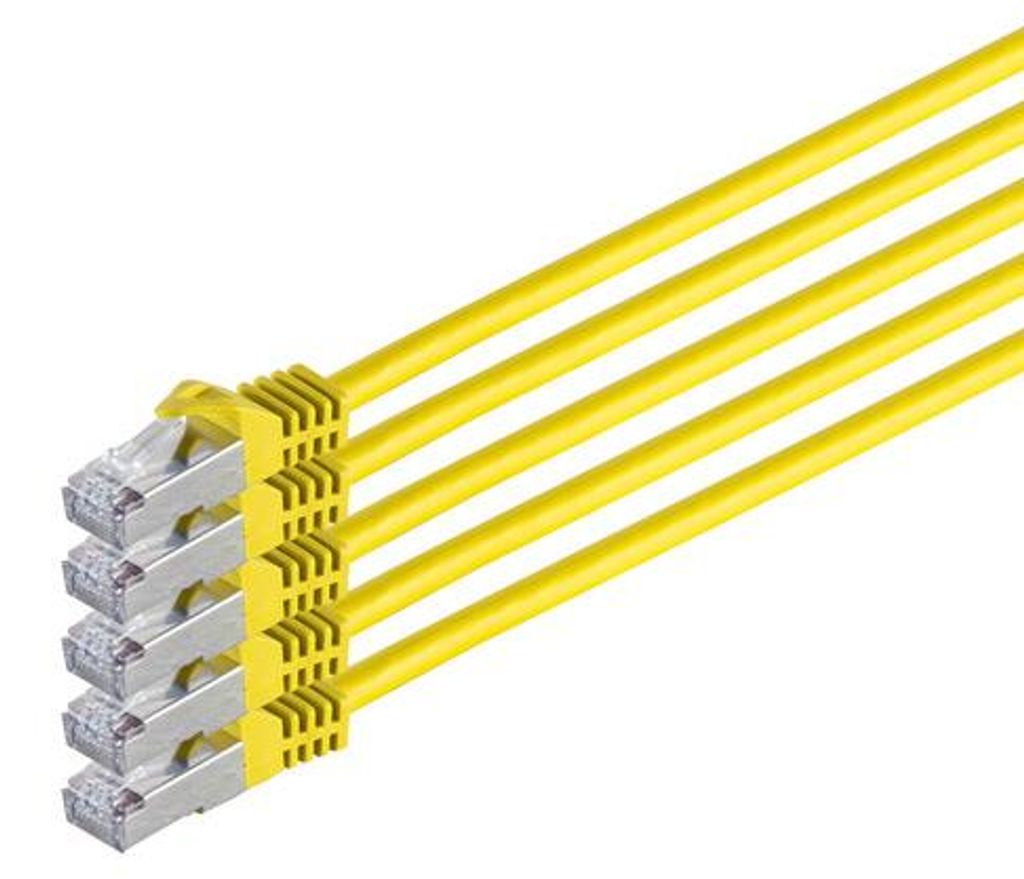RJ45 Patchkabel m. CAT 7 Rohkabel PIMF gelb 0,25m