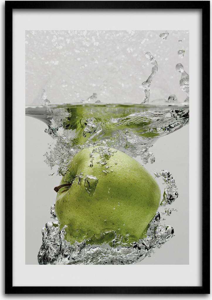 Bild - Bilderrahmen - 50 cm x 70 cm - MDF - Rahmen - Wandkunst Apfel unter Wasser