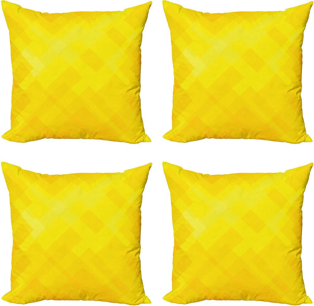 ABAKUHAUS Gelb Kissenbezug Set (4 Stück), Moderne Diamant-Muster, Moderner Doppelseitiger Digitaldruck, 50 cm x 50 cm, Yellow Marigold