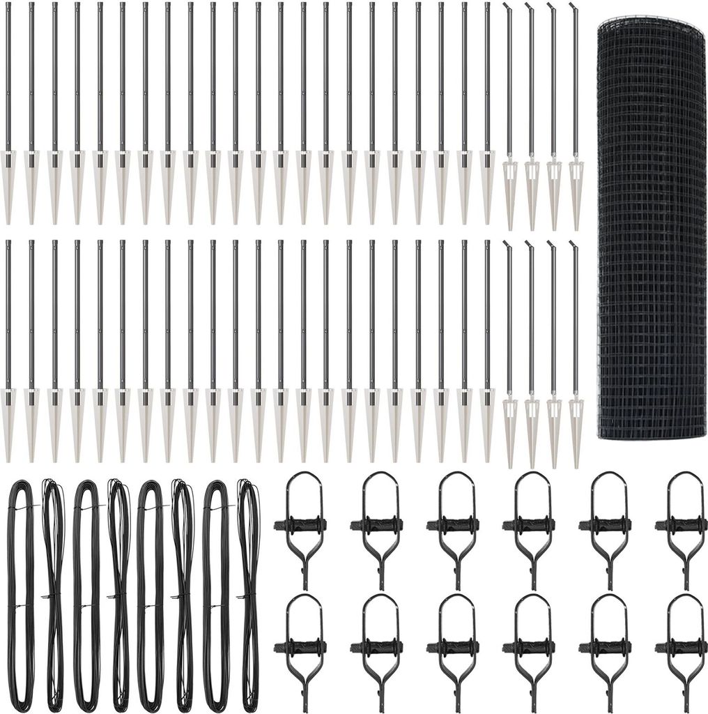 Langlebige geschweißter Drahtzaun mit 13 Spike-Pfosten Grau 1x100 m Stahl - Metallzäune Möbel859149