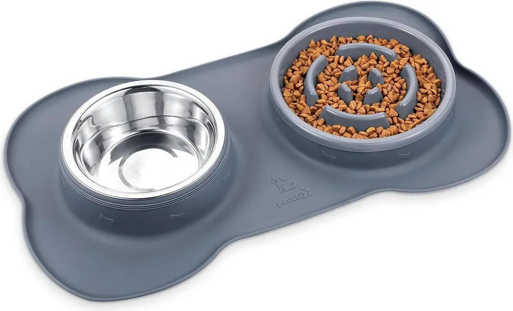 Set Alimentazione Lenta Pecute 3-in-1 Acciaio Inox e Silicone Grigio