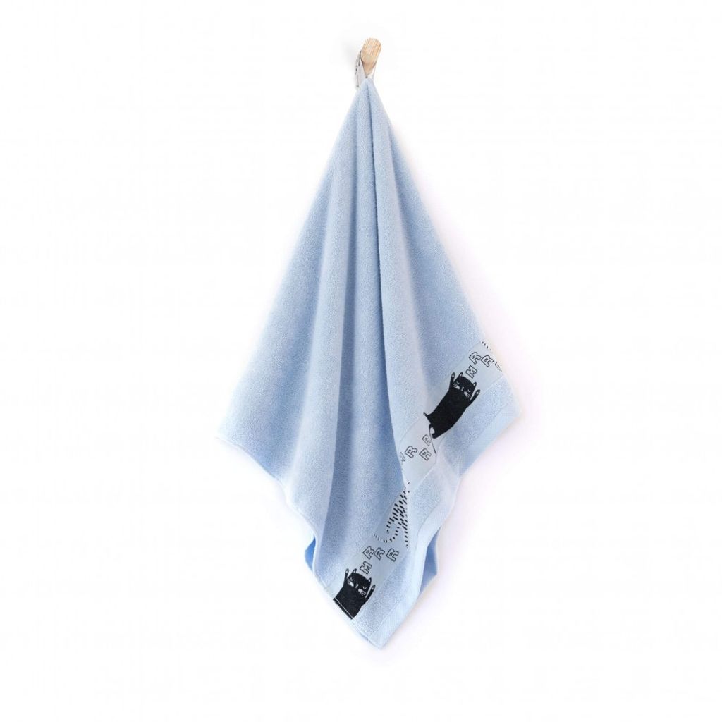 Handtuch, Baumwollhandtuch für Kinder, Katzen 50x70 hellblau