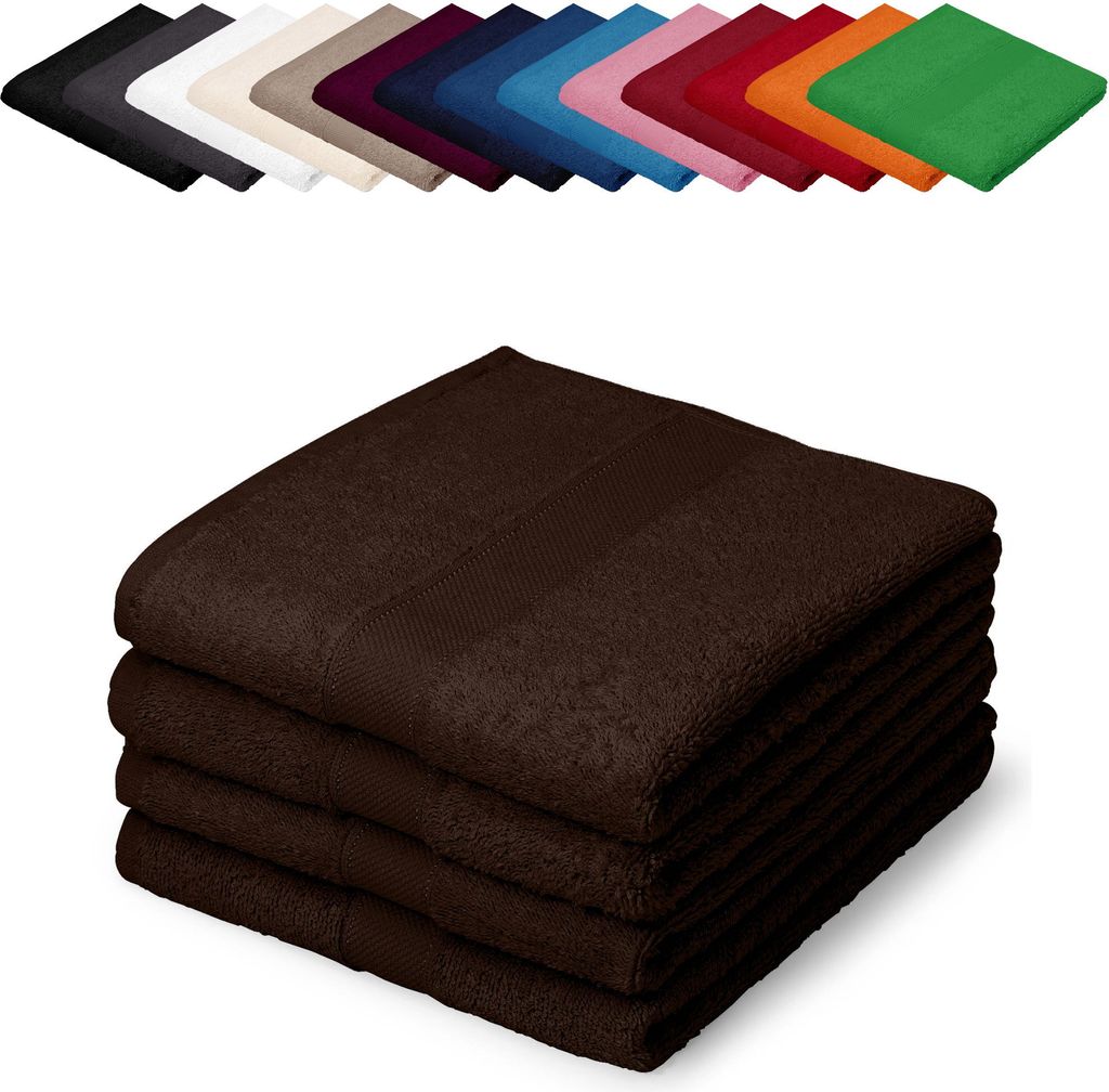 4er PACK Gästetücher 30x50 cm Gästehandtücher Kinderhandtücher Babyhandtücher 100% Baumwolle, Farbe: Braun