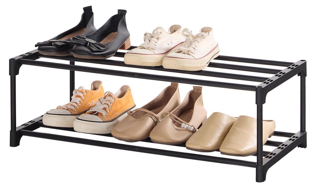 Kleines, zweistöckiges Schuhregal für 6 Paar Schuhe mit integriertem Stauraum, rostbeständiger Beschichtung, ideal für Studentenzimmer, Mietwoh...
