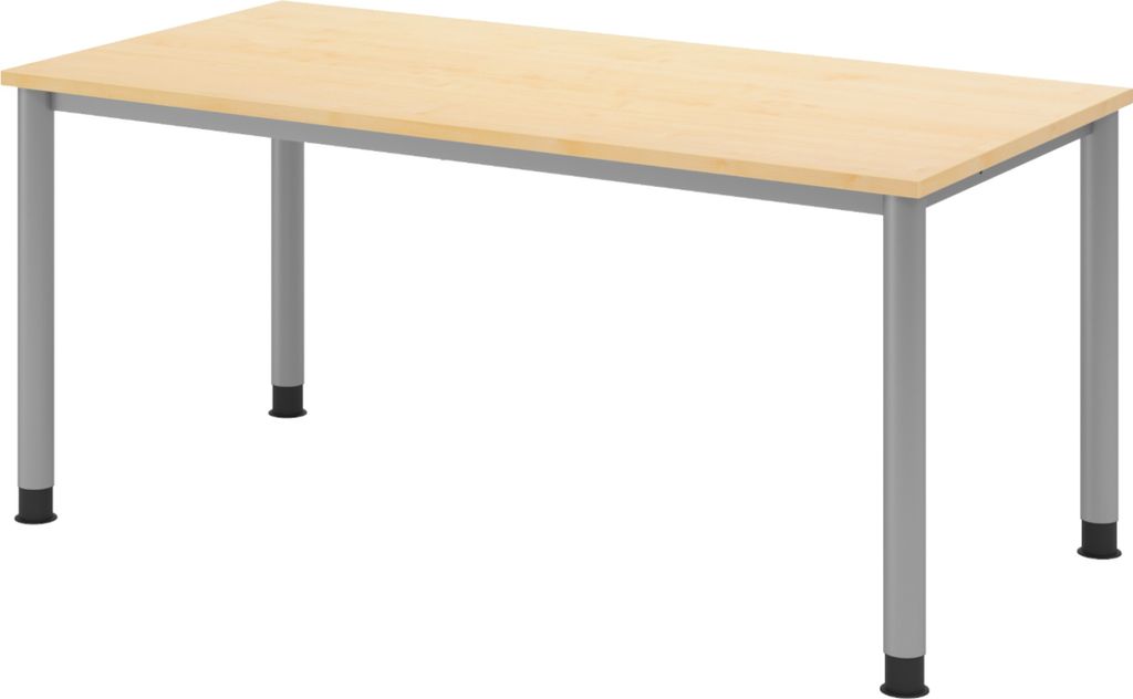 bümö Schreibtisch Serie-H Gestell: Silber - Nachbildung Ahorn, Größe: 160 x 80 cm