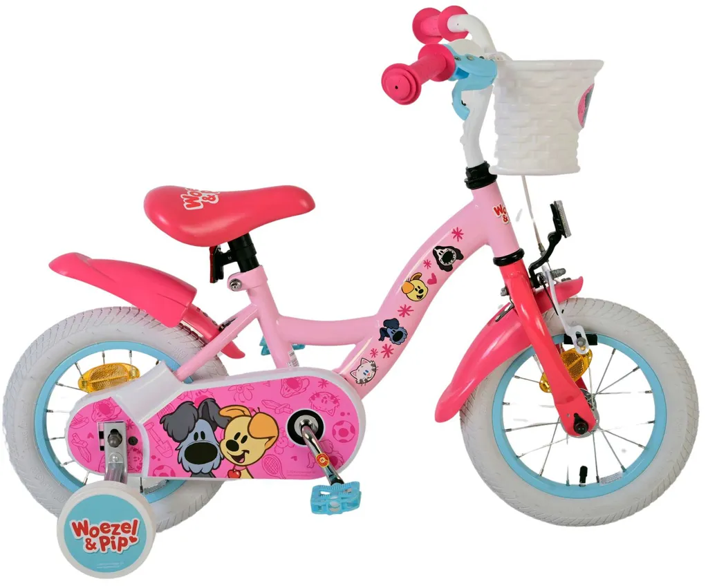 Vélo enfant 12 pouces Woezel & Pip Rose - Apprendre sans peur de tomber