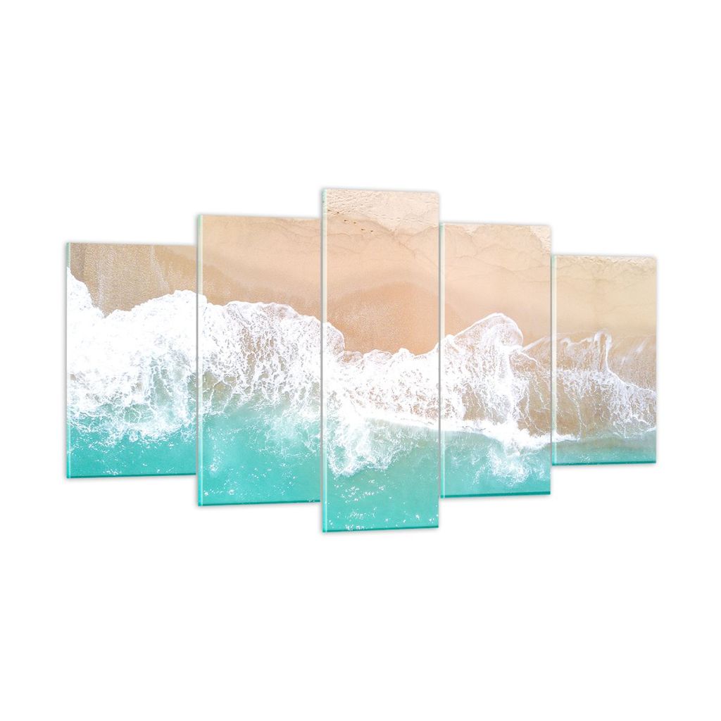 Bilder auf glas - Meer Welle Sand - 160x85cm - Glasbilder - Wandbilder - Kunstdruck - zum Aufhängen bereit - Wanddekoration aus Glas - Glas Bilder...