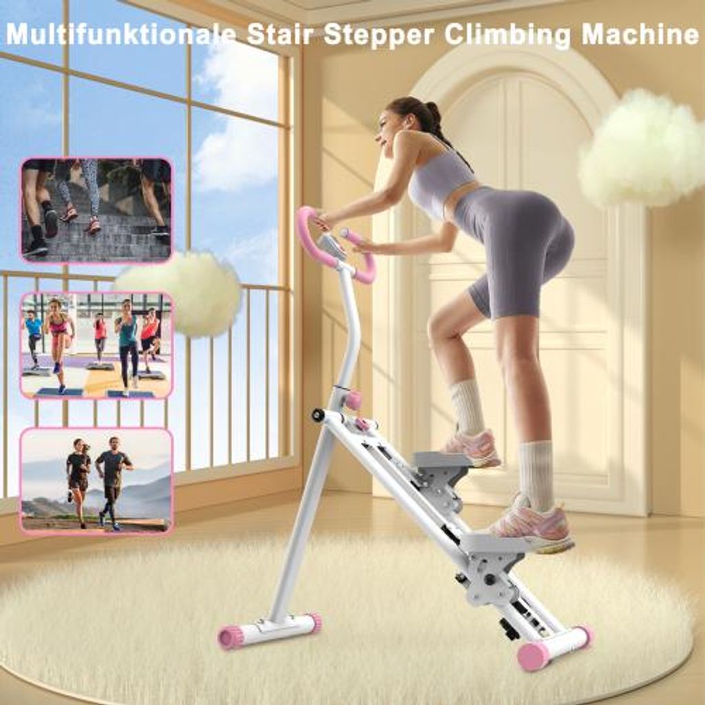 Climber Pieghevole Per Casa – Step Stepper Verticale Con Manubri Regolabili E Display LCD