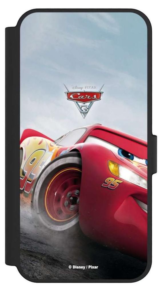 NIVOCASE Klapphülle für Samsung Galaxy S24 FE 5G Handyhülle aus Kunst Leder NIVOflip schwarz Cars Lightning Mcqueen 95 Offizielles Lizenzprodukt