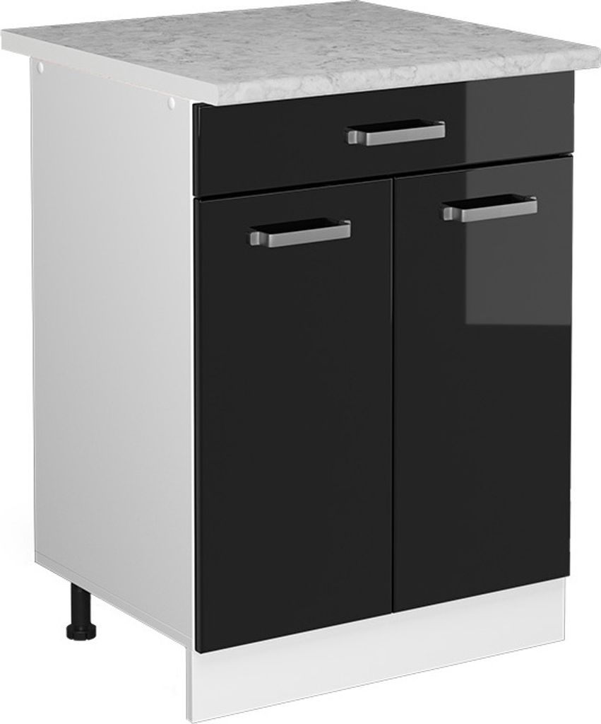Unterschrank Vicco R-Line Schwarz Hochglanz 60 cm mit Produktbild 