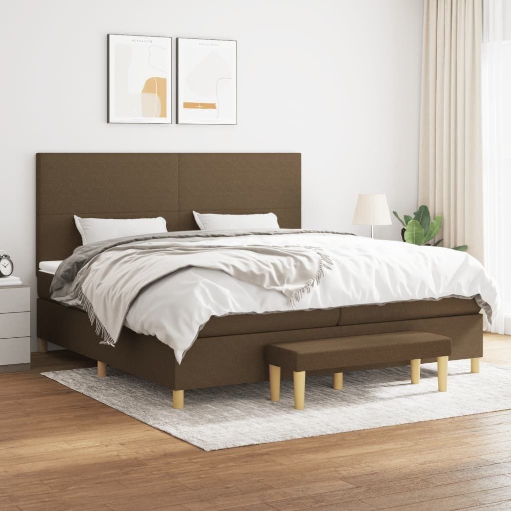 Maison Exclusive - Boxspringbett mit Matratze Dunkelbraun 200x200 cm Stoff