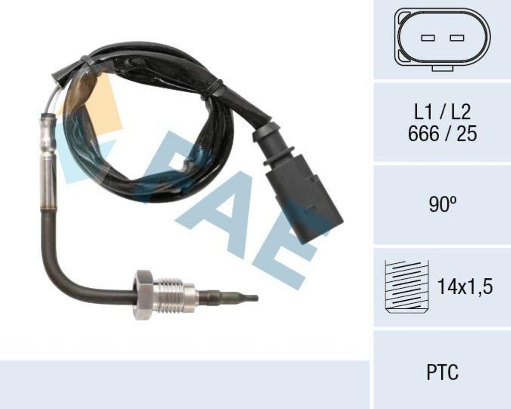 FAE 68048 Abgastemperatursensor OE 04L906088K kompatibel mit Golf VII, Golf Sportsvan, Octavia, Leon, A3 8V