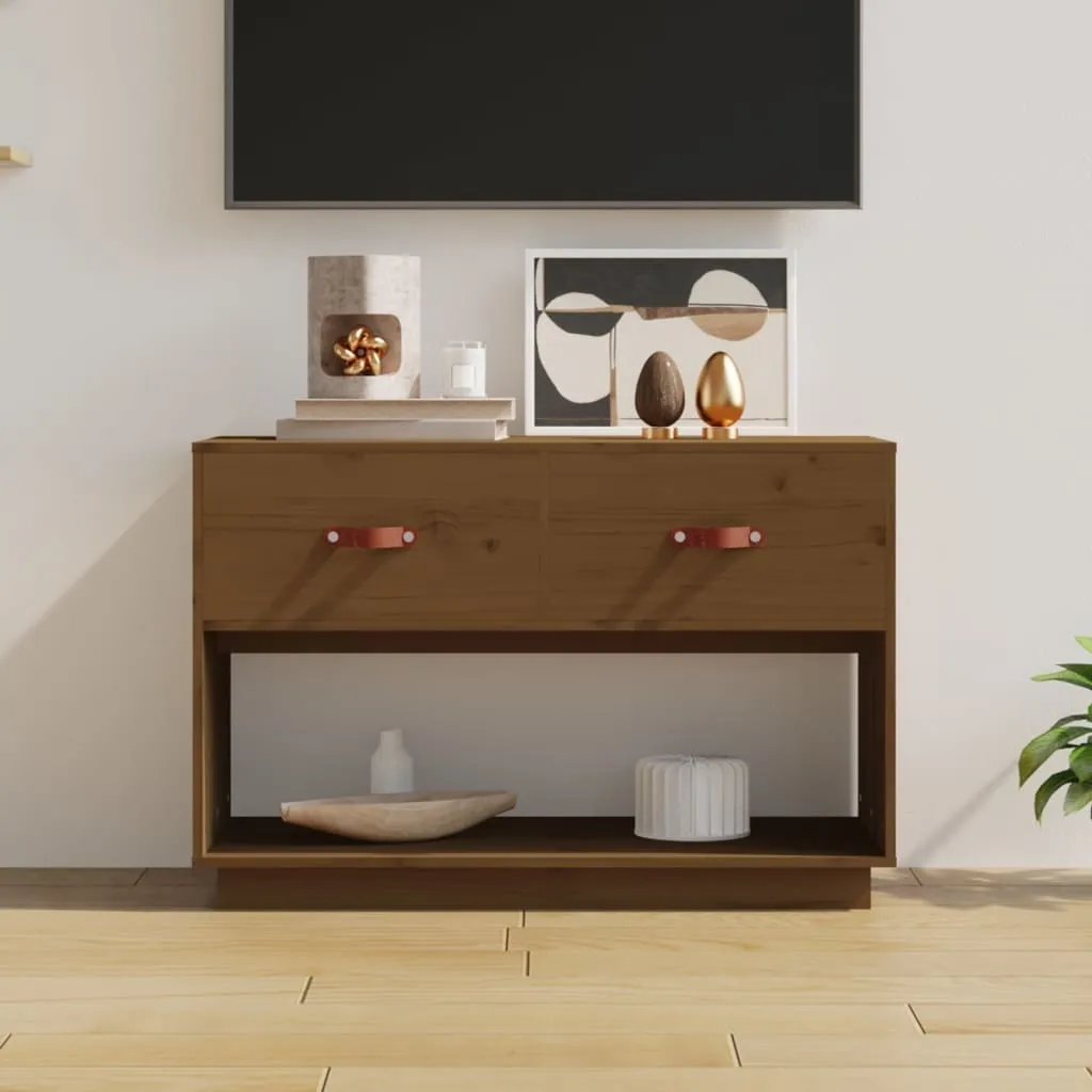 Mobile TV Rustico The Living Store 90x40x60 cm Pino Massiccio Miele