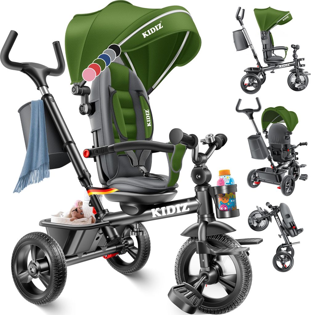KIDIZ® Dreirad 5in1 Kinderdreirad mit Schubstange Produktbild 