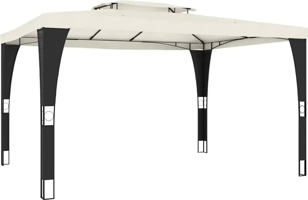 Abri de terrasse vidaXL double toit crème 4x3 m pour repas extérieurs
