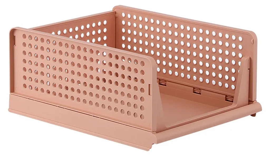 Bac de rangement rose type tiroir modulable pour armoire et dressing