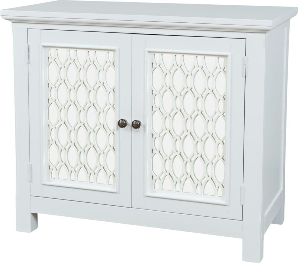 FURNLUX Anrichte Avola Weiss Und Silber 97cm / Hauptfarbe: Weiß / Abmessungen: 97 x 82 x 49 cm