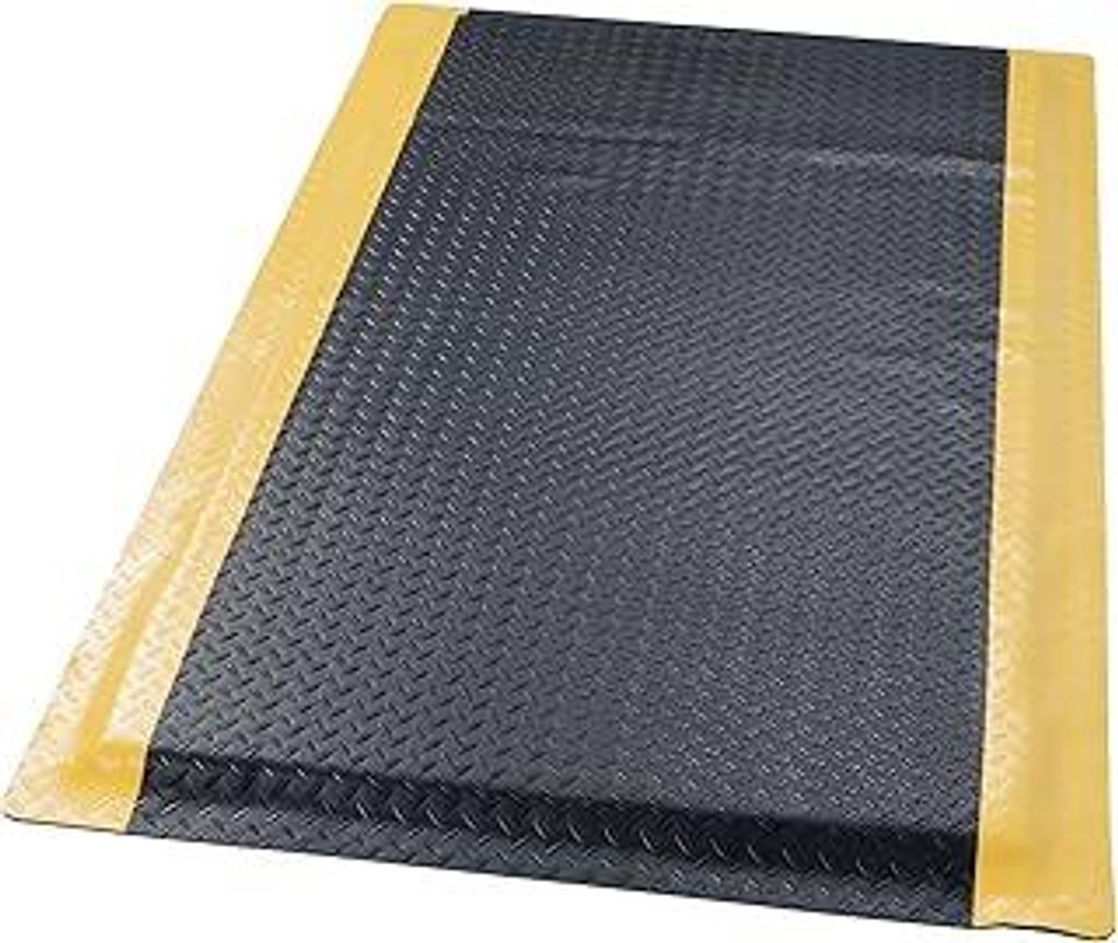 tonchean Anti-Ermüdungsmatte 92 x 152 cm Arbeitsplatzmatte Ergonomische Arbeitsmatte PVC Schaum Fußmatten für Garagenwerkbank, Schwarz-Gelb