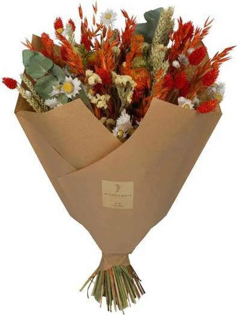 Bouquet fleurs séchées orange 60 cm - Décoration sans entretien durable
