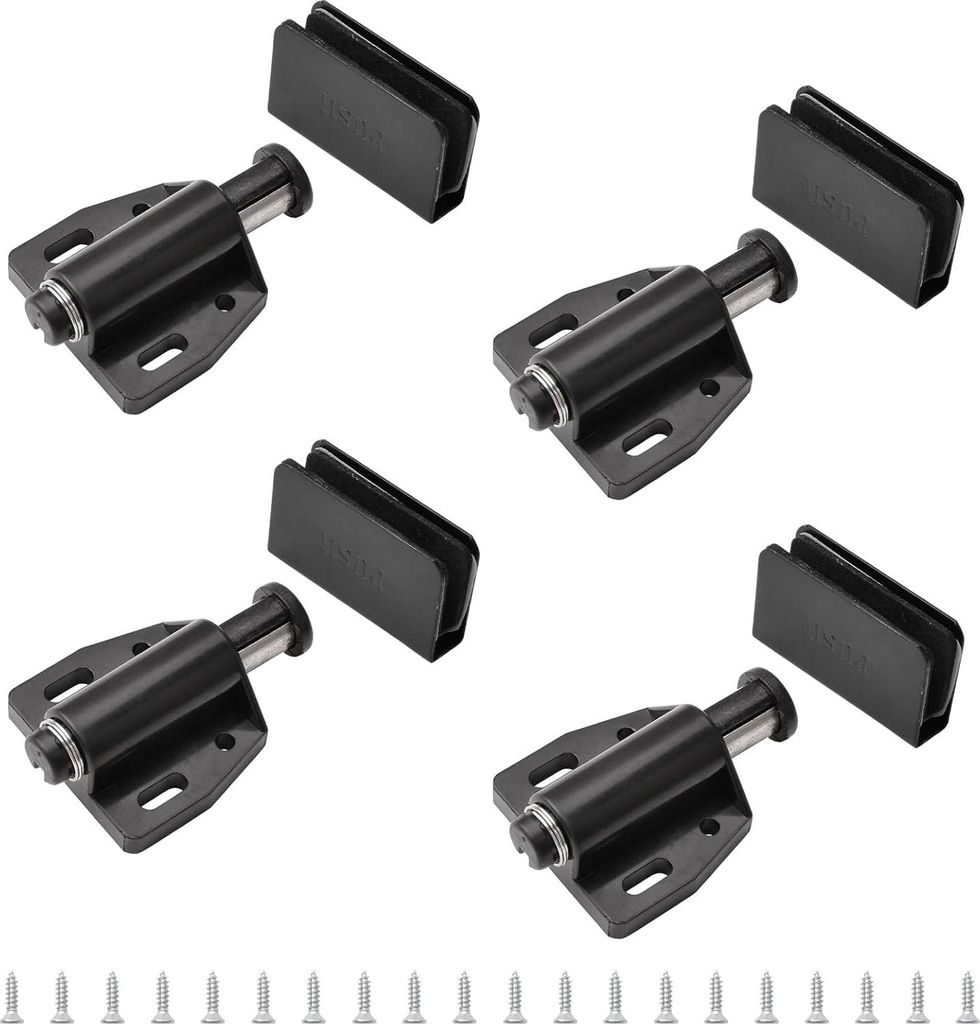 Magnetische Fangschlösser für Glastüren - Set von 4 - Push Open - Einfache Glastür - Verstellbare Schrankklemme - Geeignet für 3-6 mm freischw...