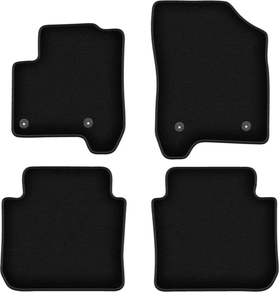 Set 4 Tappetini Neri Citroen C3 Picasso 2008-2017 in Velluto + Clip