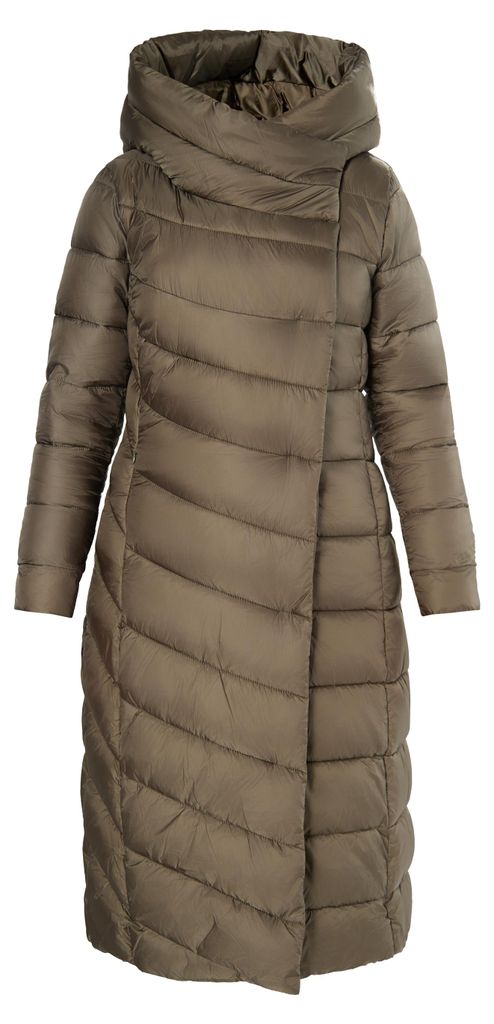 Jeona damen langer steppmantel - oliv, XL