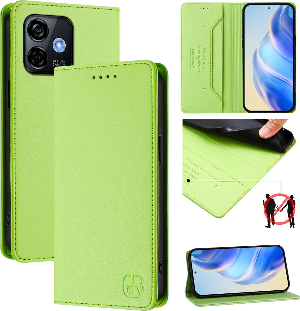 Custodia Robusta Ulefone Note 16 Pro - Pelle Verde con Portafoglio