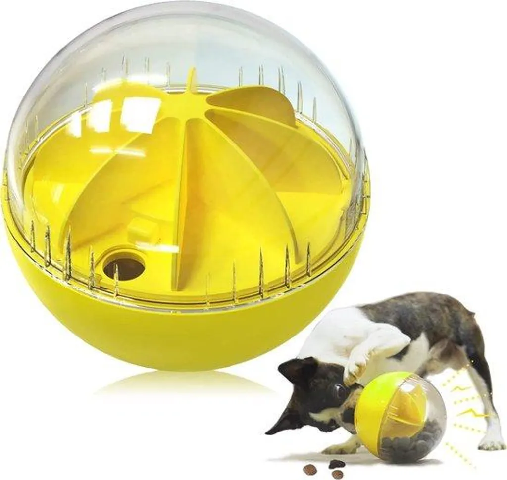 Jouet distributeur de friandises pour chien : balle robuste et sonore