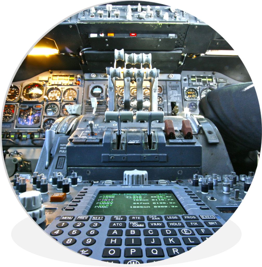 MuchoWow Rundes Wandbild - Runde Bilder Cockpit - Knöpfe - Flugzeug Ø 60 cm Kreis Wanddekoration Kunststoff - Wandkreis - Wandschmuck - Wand Kr...