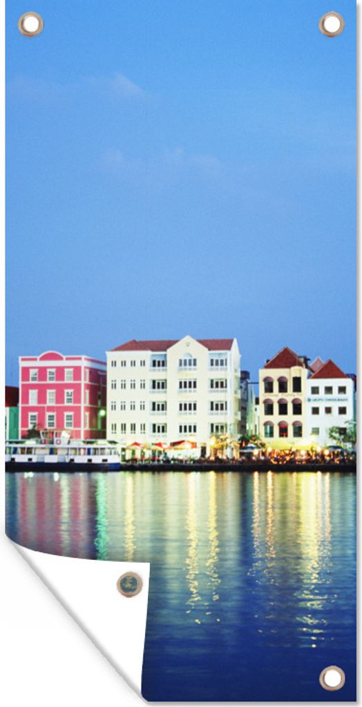 MuchoWow 40x80 cm Outdoor-Poster Gartendeko Sichtschutz Garten Poster für den Garten Skyline - Willemstad - Curaçao