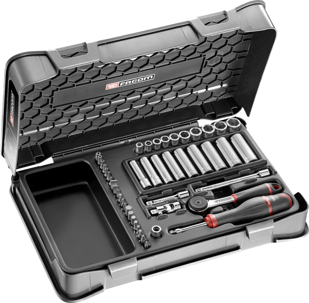 Coffret cliquet 1/4" Facom 46 pièces 6 pans avec douilles et embouts acier