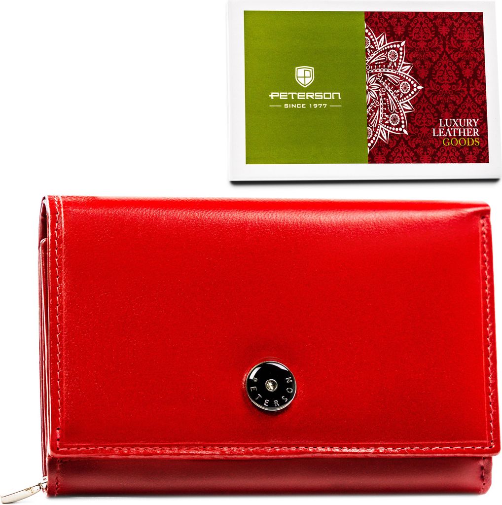 Peterson | Elegantes Kartenetui, RFID, Naturleder, Rot, 15x10.5 cm