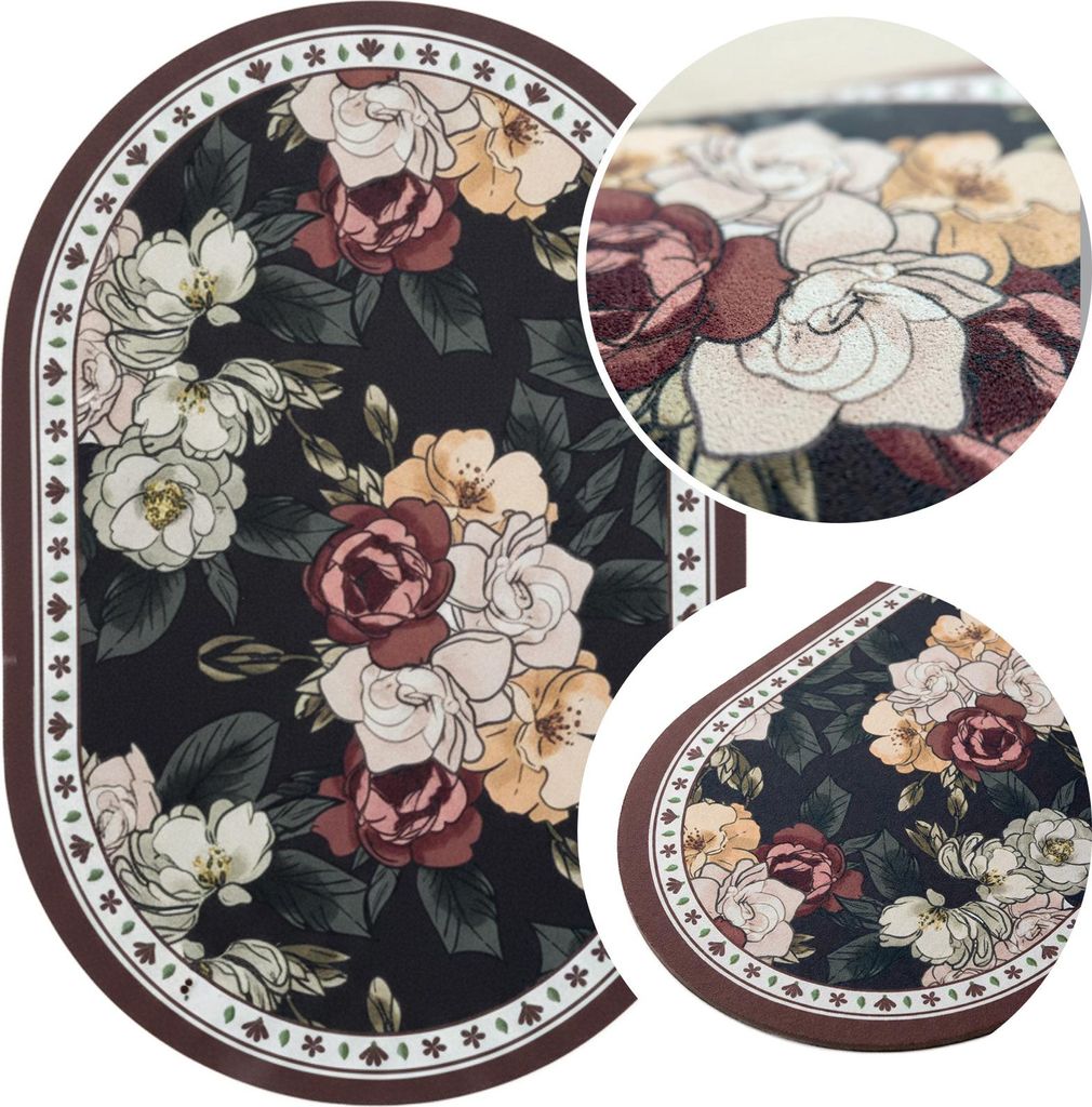 Dekorative Tischunterlage Servette Unter Teller Blumenmuster 30X45 Floral Dark