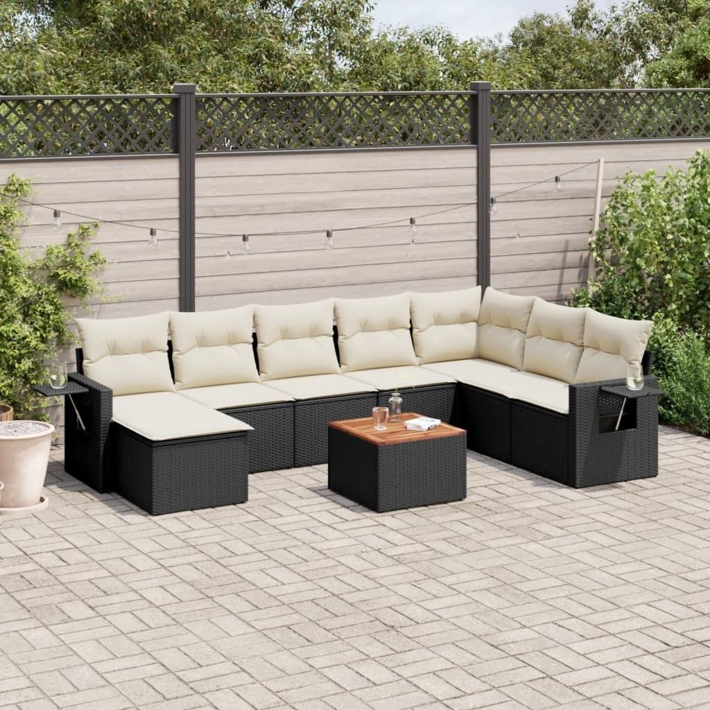 Maison Exclusive - 9-tlg. Garten-Sofagarnitur mit Kissen Schwarz Poly Rattan