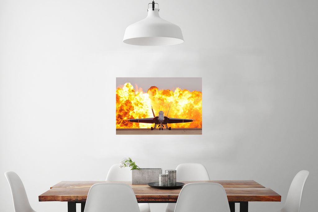 MuchoWow Poster Flugzeuge - Düsenjäger - Rauch - Feuer 60x40 cm - Schlafzimmerdekoration