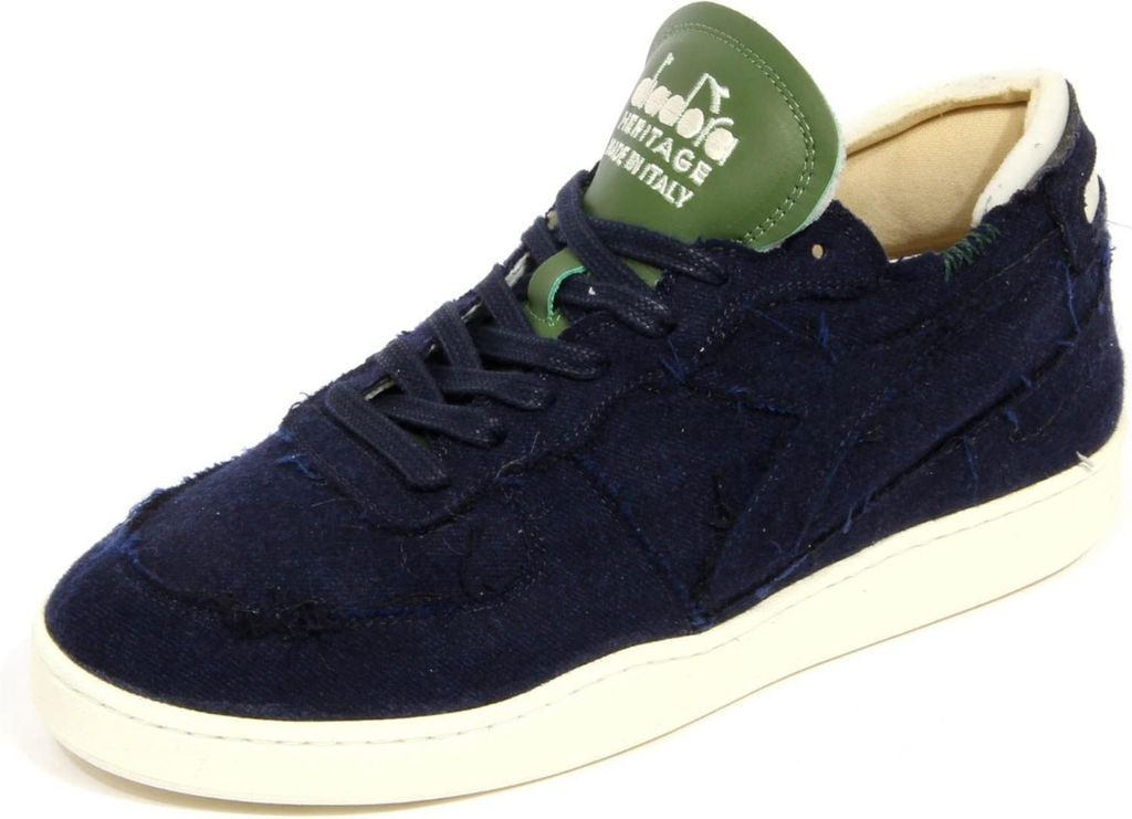 H1392 Sneaker uomo DIADORA HERITAGE Mann MI BASKET ROW CUT Stoff Schuh blau