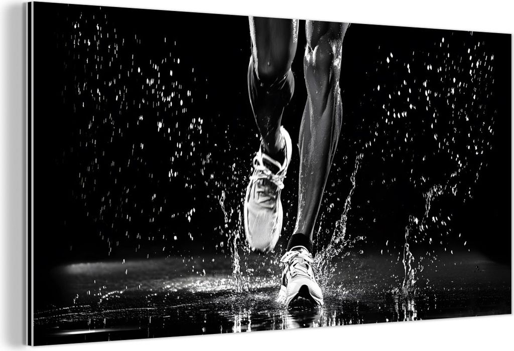 MuchoWow Wanddekoration Metall Metallbild Wandkunst 40x20 cm Laufschuhe - Laufen - Drops - Schwarz MuchoWow Aluminium Gemälde - Bild - Aluminium