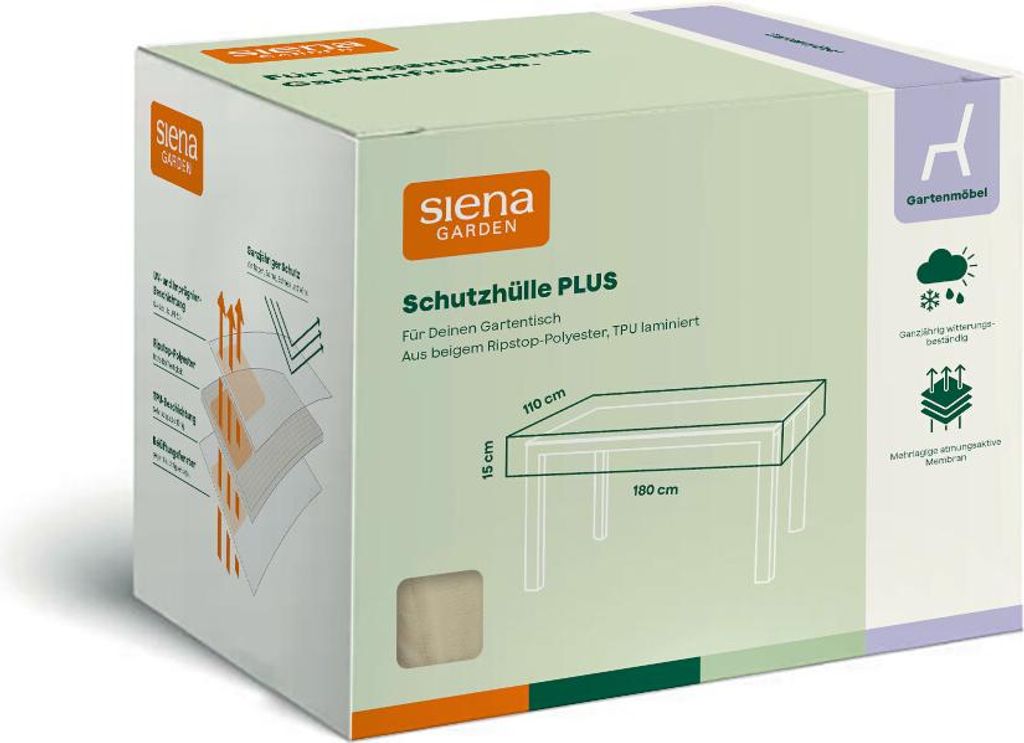 Siena Garden Tischhülle 180x110xH15 Schutzhülle Abdeckhaube Abdeckplane