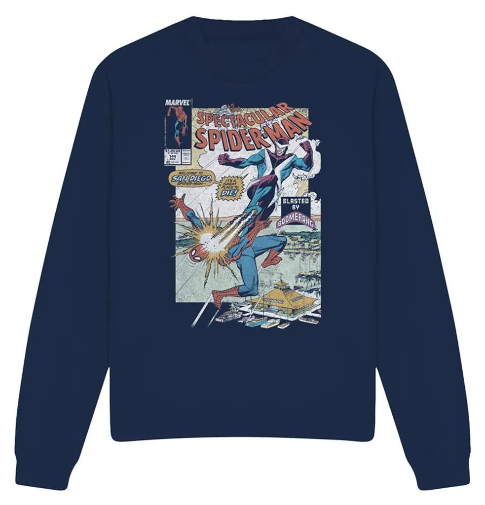Sweat à Capuche Spider-Man Bleu Marine Unisexe en Coton Doux - Taille M